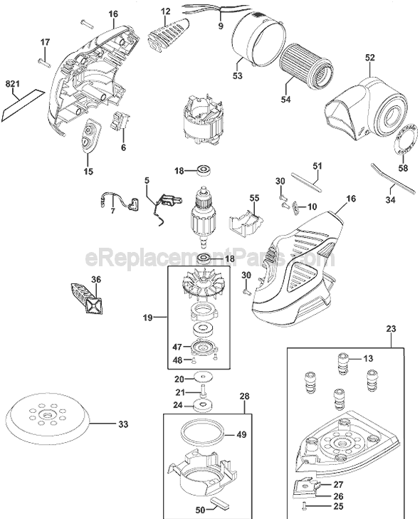 Page A Diagram and Parts List for MS1000 Type 1 Black and Decker Sander Polisher